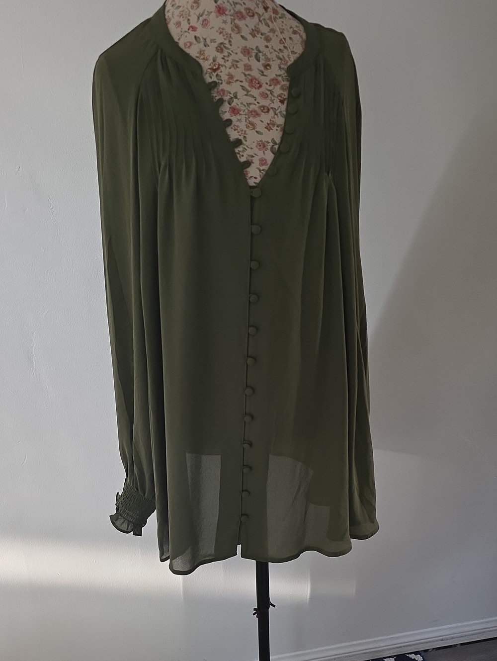 torrid Olive Green Button-Front Blouse